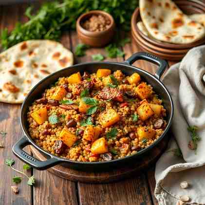 Spicy Millet & Potato Skillet - New Indian Dinner